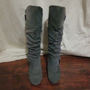 Women's Gray Boots Wedge Heel